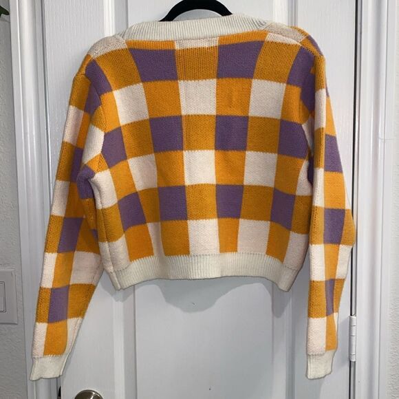 ❤️BRAND NEW Cider Colorful Checkerboard Cropped Cardigan - Picture 2 of 4